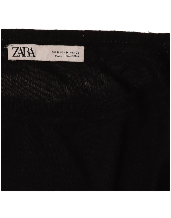 Zara Dame Boat Neck Jumper Sweater UK 14 Medium Black