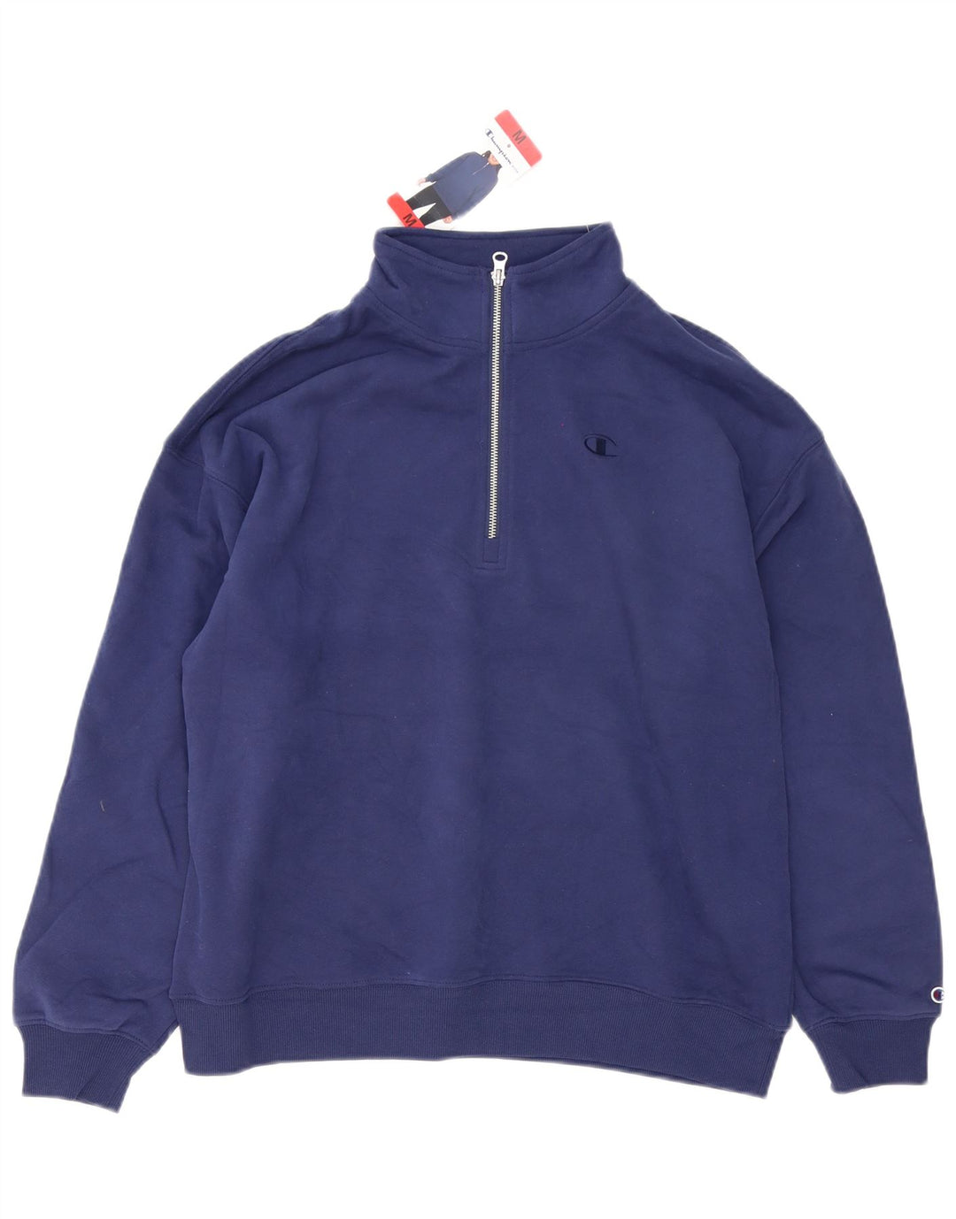 Champion Herre Zip Neck Sweatshirt Jumper Medium Navyblå Bomuld