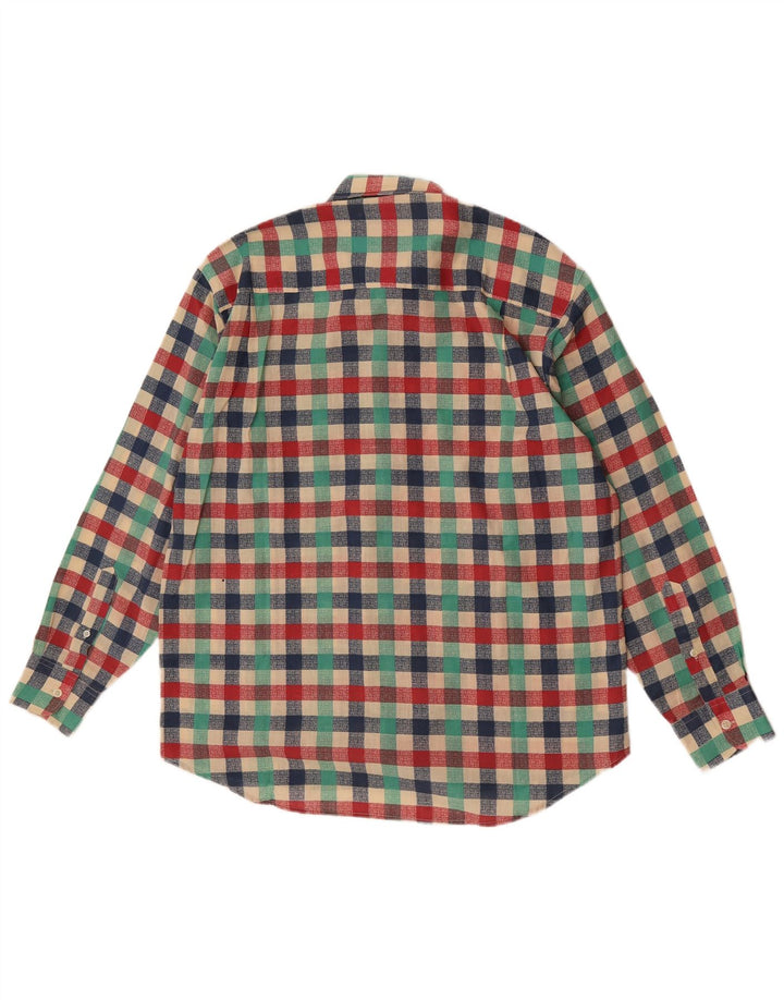 Vintage herreskjorte Stor flerfarvet Gingham Polyester