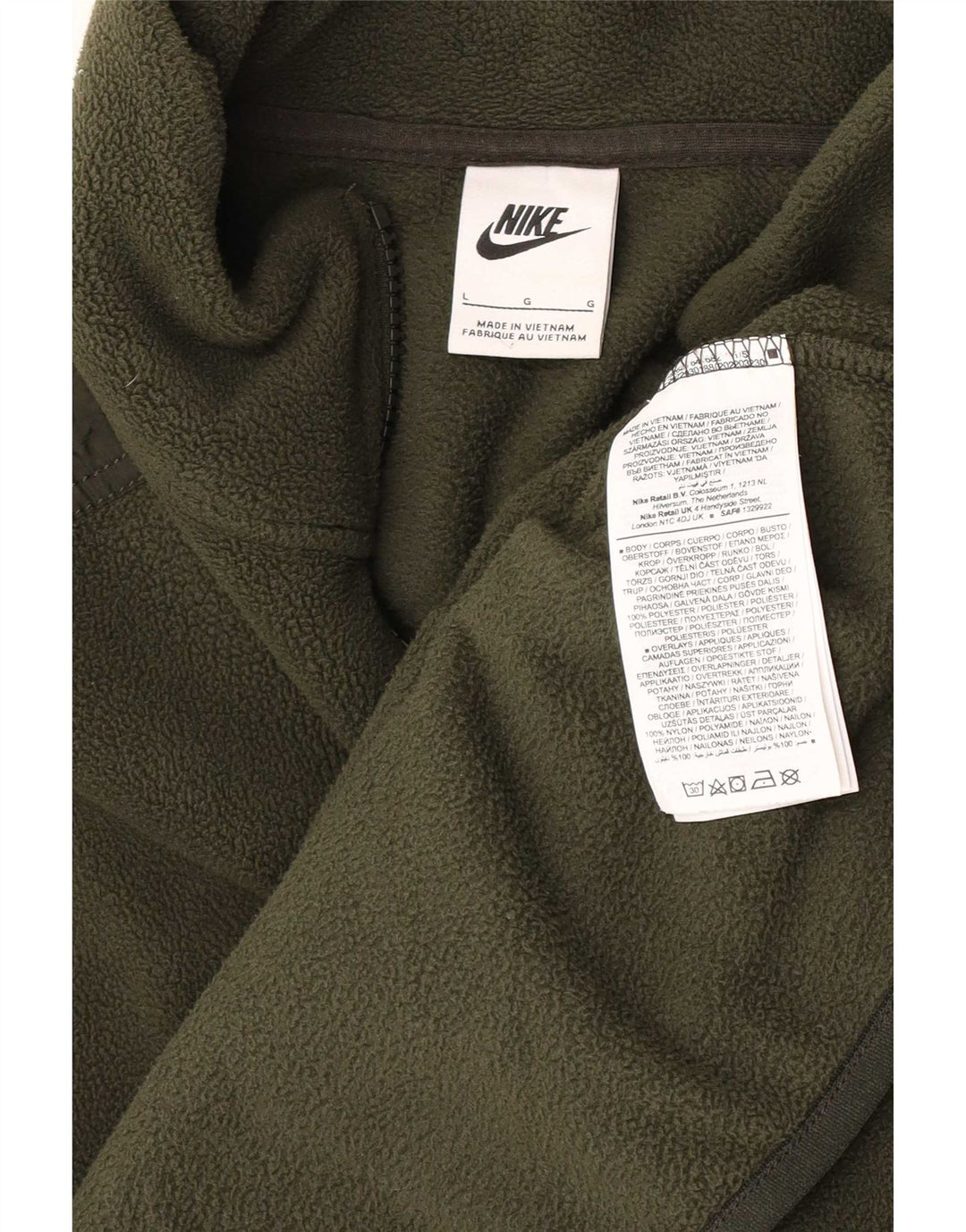 Nike Fleece Jumper med lynlås til mænd Large Khaki Polyester
