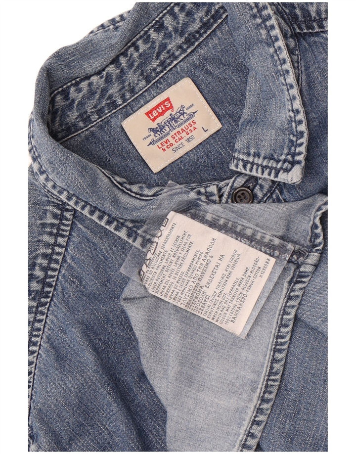 Levi's Denimskjorte til mænd, stor blå bomuld