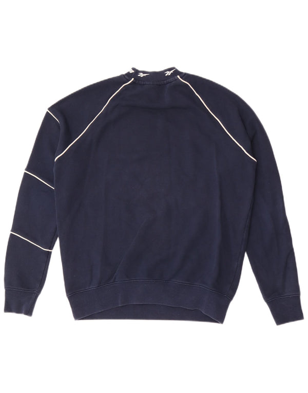 Reebok Dame Grafisk Oversized Sweatshirt Jumper UK 4/6 XS Navy Blue