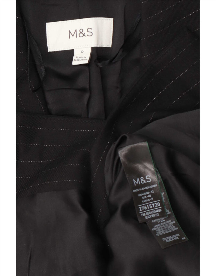 Marks & Spencer Dame 1-knaps blazerjakke UK 12 Mellem sort stribet
