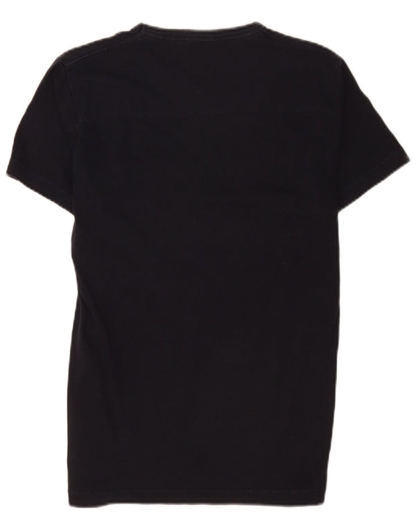 French Connection Dame T-Shirt Top UK 12 Medium Sort Bomuld