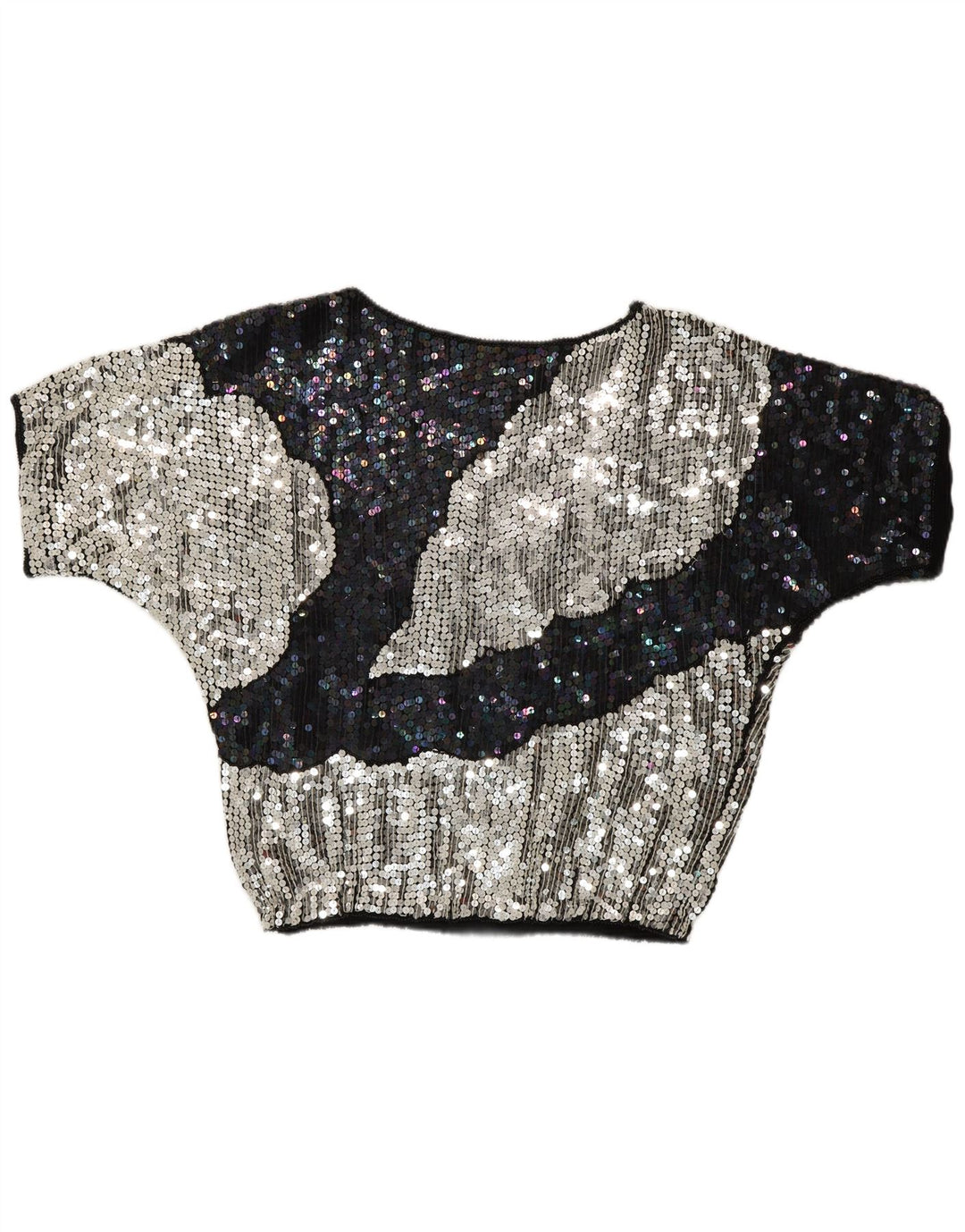 Vintage Kvinder Aften Pailletbluse Top UK 10 Small Multicolored