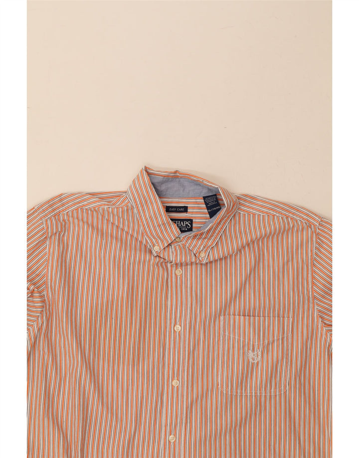 CHAPS Mens Easy Care Shirt XL Orange Striped Cotton Vintage Chaps and Second-Hand Chaps from Messina Hembry 
