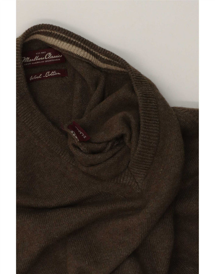 Marlboro Classics Herre V-hals sweater XL Khaki Wool