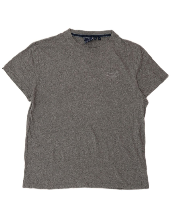Superdry Mens T-Shirt Top XL Grey Flecked Cotton