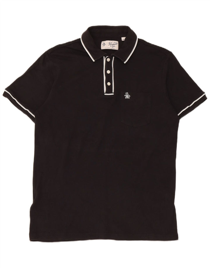 Penguin herre poloshirt Medium sort stribet bomuld