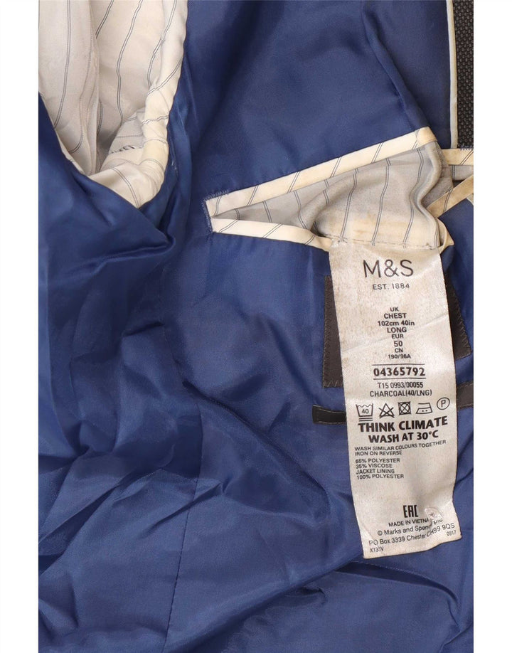Marks & Spencer Herre lang 2-knaps slim blazerjakke UK 40 mellemgrå