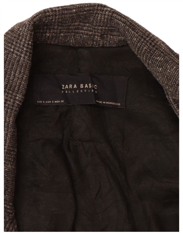 Zara Dame 1 knap Oversized Blazer Jacket UK 10 Small Grey Houndstooth