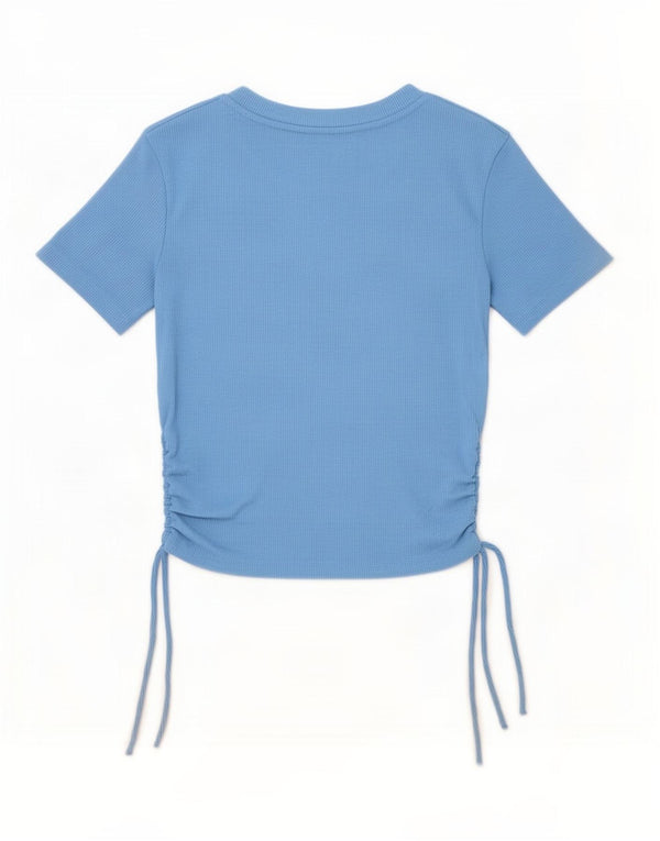 Zara Womens Crop T-Shirt Top UK 8 Small Blue Polyester