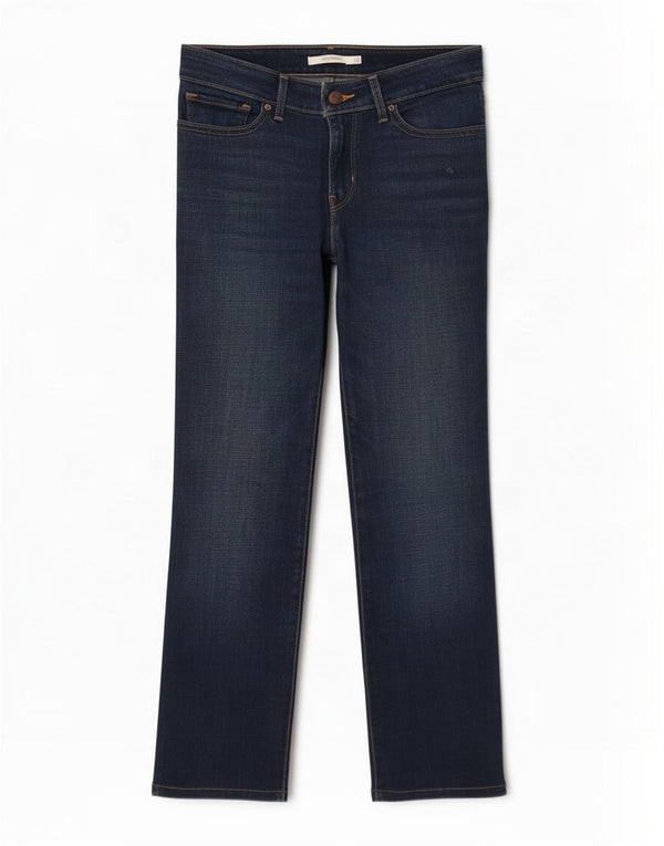 Levi's Dame 714 Straight Jeans W29 L27 Marineblå Bomuld