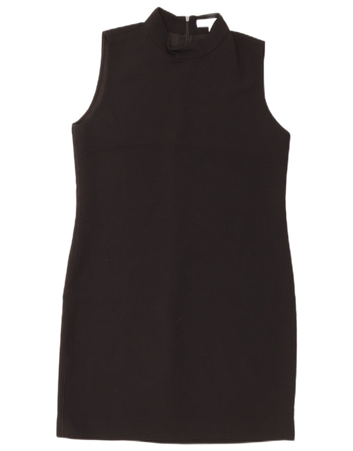 Zara Dame Sleeveless Sheath Dress UK 10 Small Black Polyester