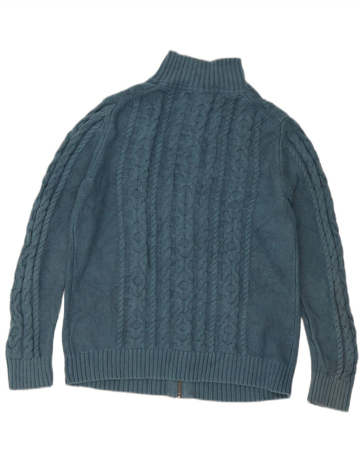 L.L.Bean Dame Cardigan Sweater UK 14 Medium Blue Bomuld