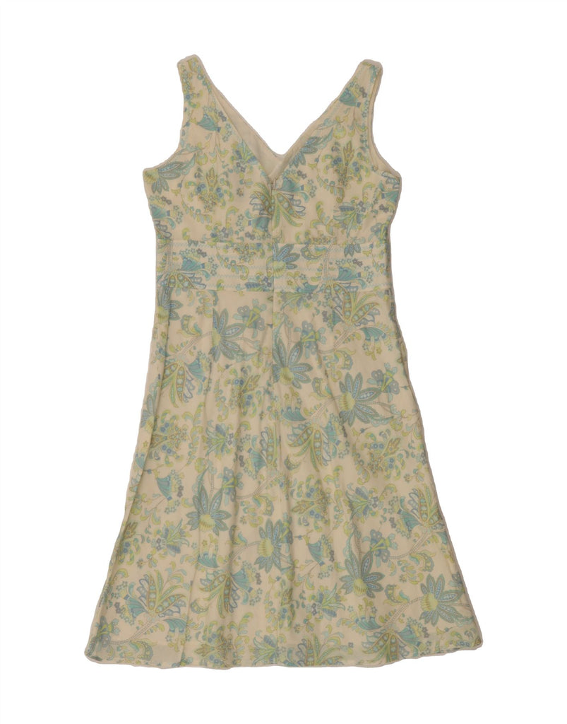 ANN TAYLOR Womens Petites Sleeveless A-Line Dress US 4 Small Beige Floral Vintage Ann Taylor and Second-Hand Ann Taylor from Messina Hembry 