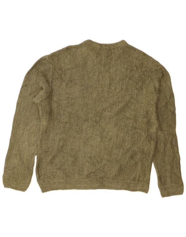 Chaps Herre Loose Fit Crew Neck Jumper Sweater Medium Khaki Flecked Bomuld