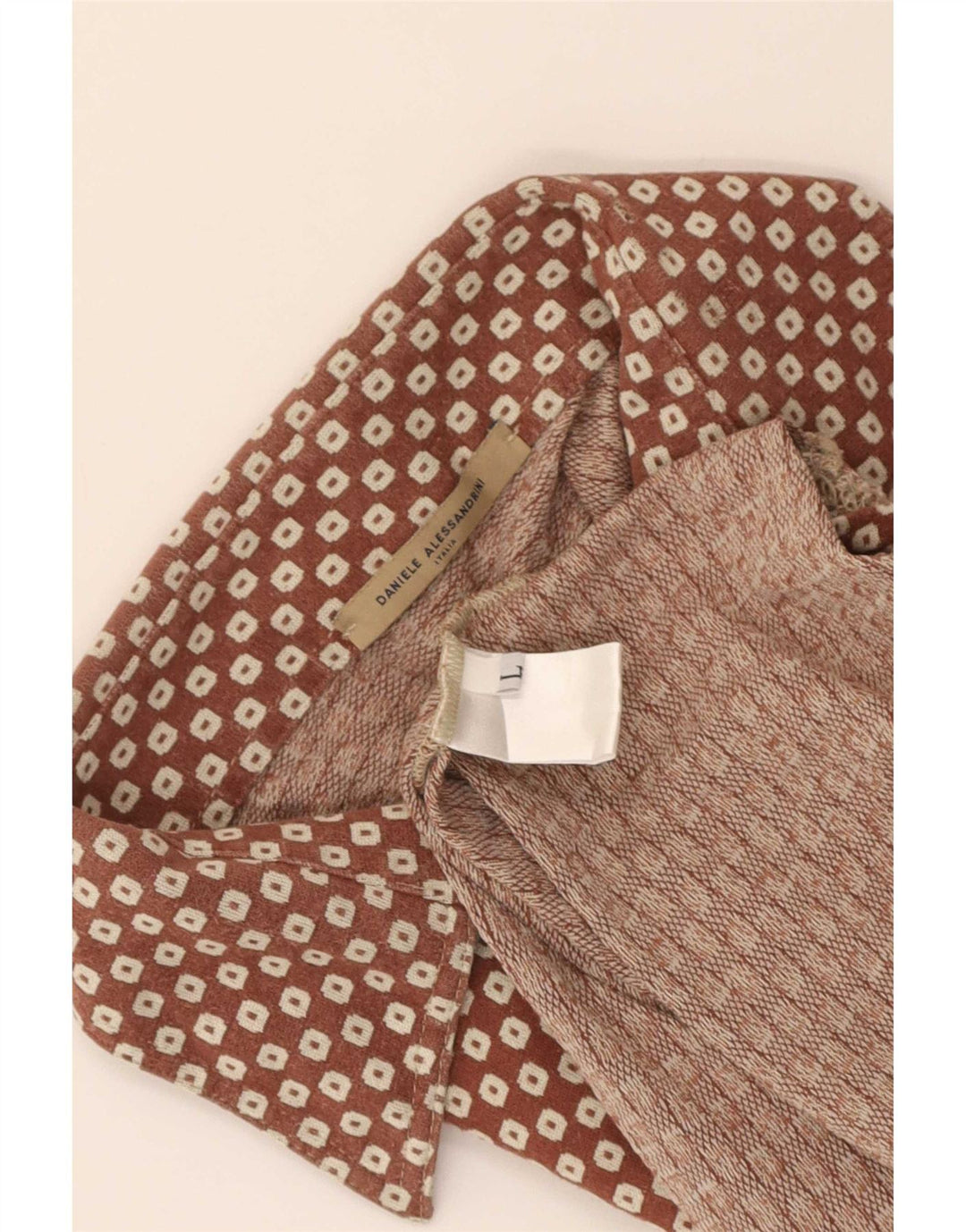 Daniele Alessandrini Dame Pullover Shirt UK 16 Stor Brun Geometrisk