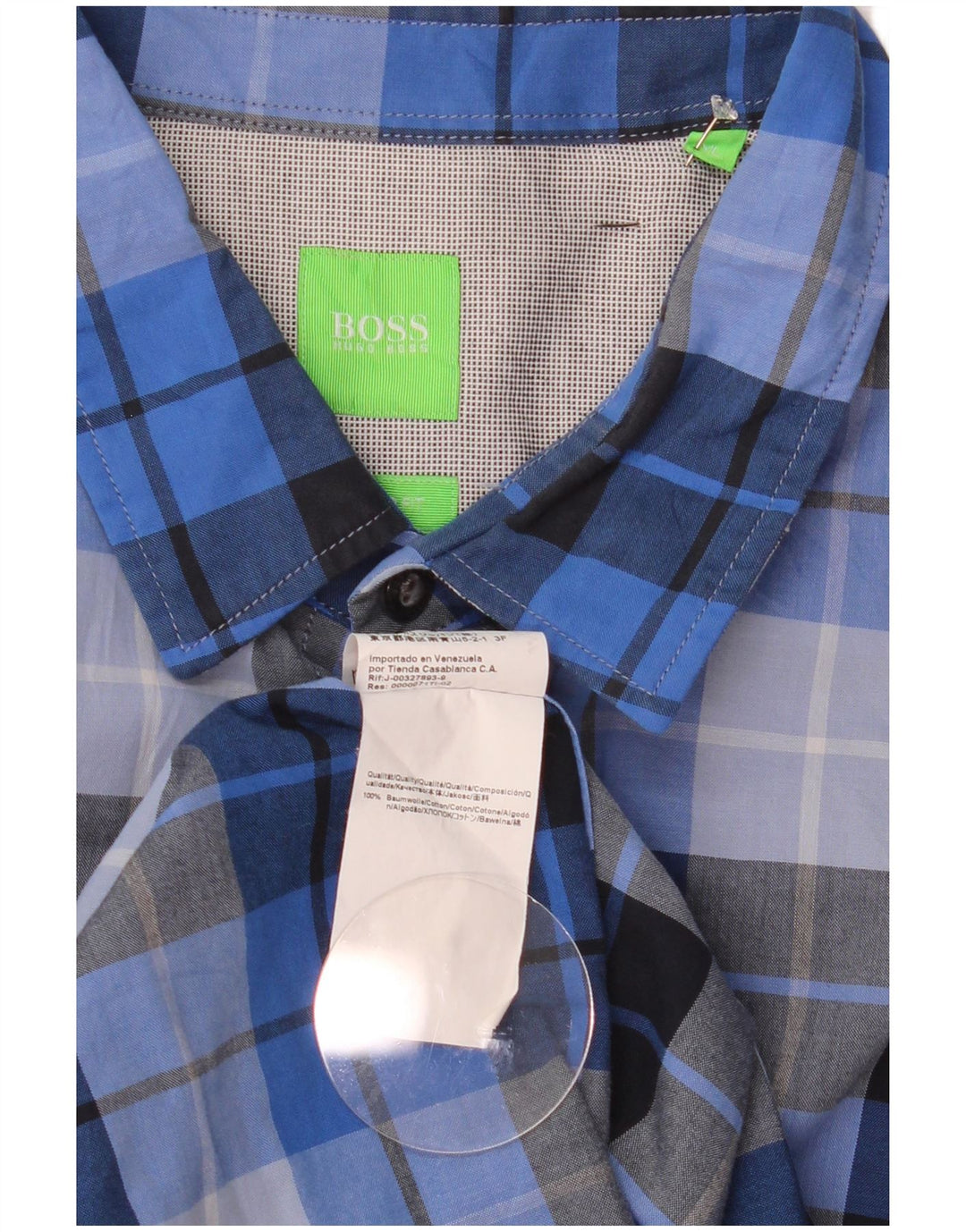 Hugo Boss Herre Regular Fit skjorte XL blå ternet bomuld