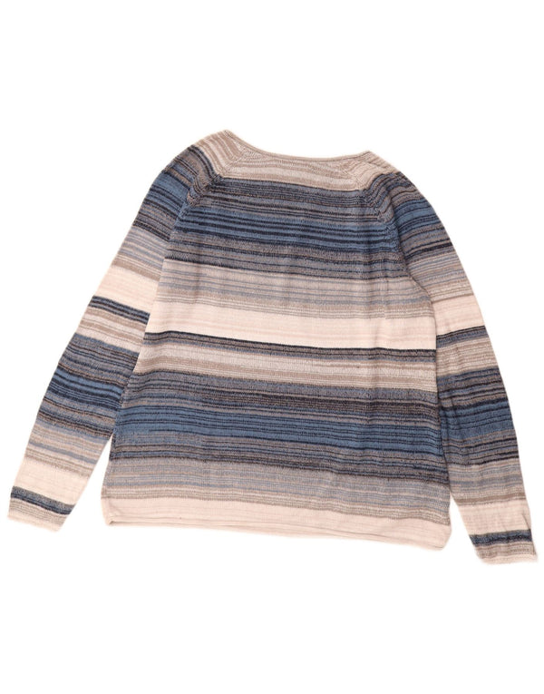 EDDIE BAUER Dame V-hals sweater UK 18 XL Flerfarvet stribet