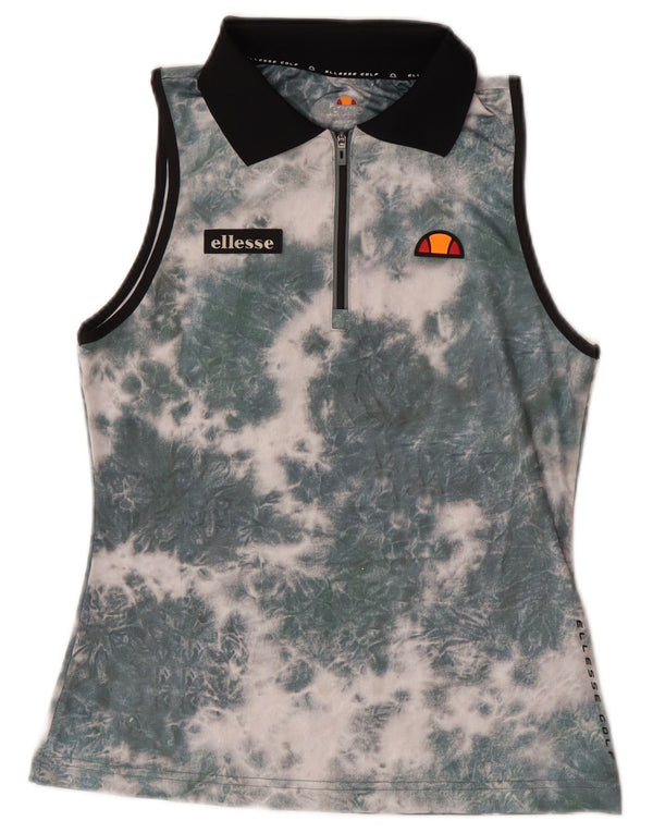 Ellesse Dame Polo shirt uden ærmer med lynlås DK 8 Small Green Tie Dye