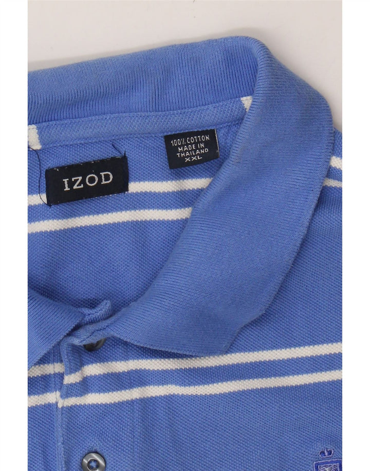 IZOD Mens Polo Shirt 2XL Blue Striped Cotton Vintage Izod and Second-Hand Izod from Messina Hembry 