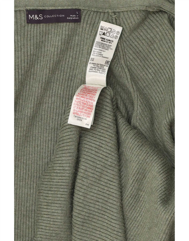 Marks & Spencer Dame Longline Cardigan Sweater UK 16 Large Khaki