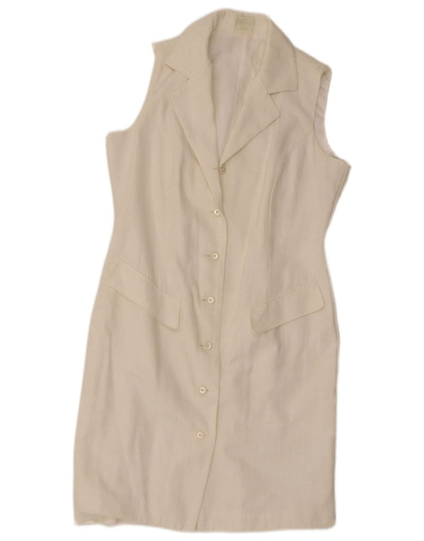 C&A Womens ærmeløs skjortekjole UK 14 Medium White Polyester
