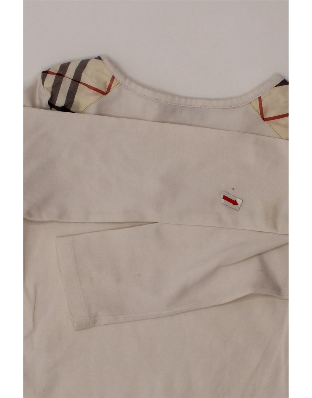 BURBERRY Girl Top Langærmet 5-6 År Hvid Ternet