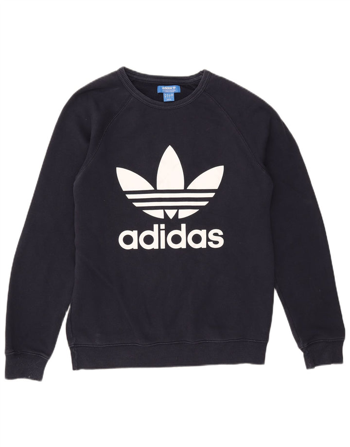 Adidas grafisk sweatshirt til mænd, lille marineblå bomuld