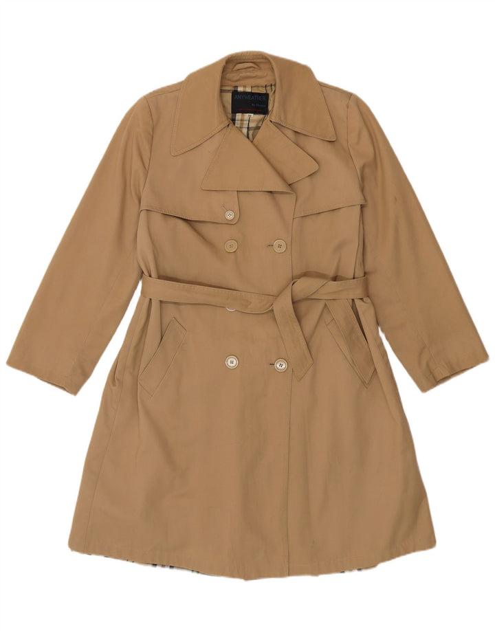 Vintage Dame Dobbeltradet Trench Coat IT 50 XL Beige Polyester