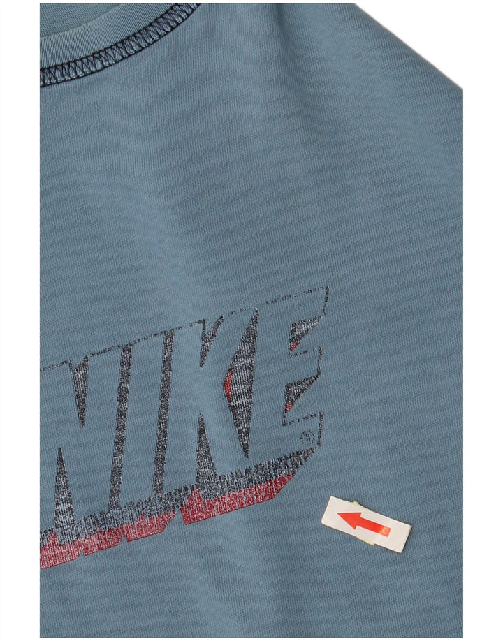 NIKE Grafisk T-shirt top til mænd UK 39/41 Medium Blue Bomuld