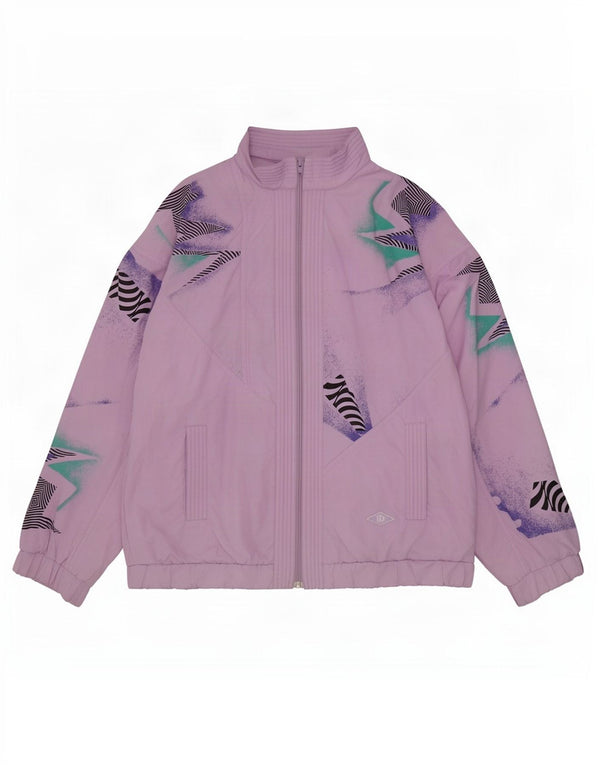 Maser M Womens Oversized træningsdragt Topjakke US 10 Stor Lilla Geometrisk