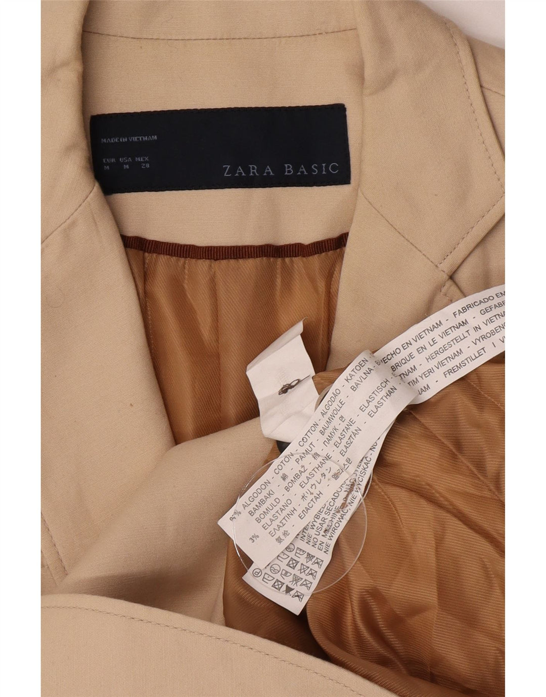 Zara Dame 2 Button Blazer Jacket UK 14 Medium Beige Bomuld