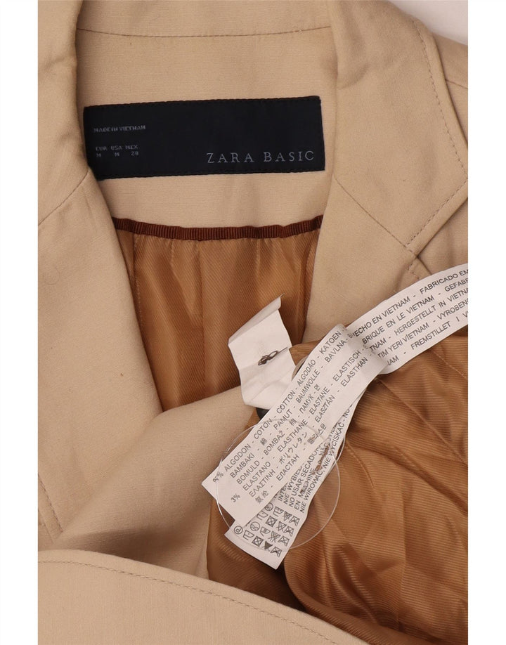 Zara Dame 2 Button Blazer Jacket UK 14 Medium Beige Bomuld