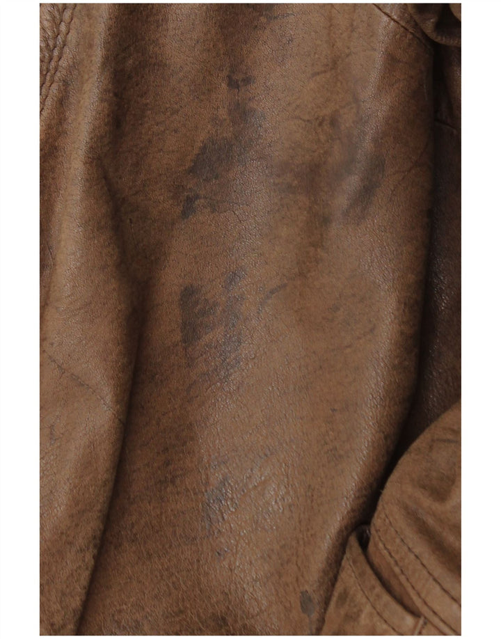 Vintage oversize læderjakke til kvinder EU 44 XL brunt læder