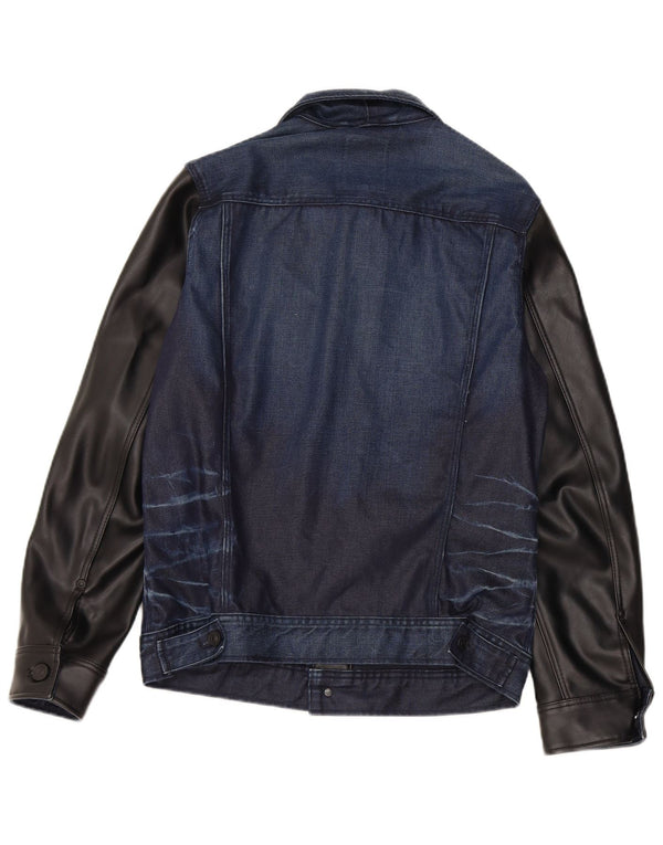 G-Star Womens Denim Jacket UK 12 Medium Navy Blue Colourblock Cotton