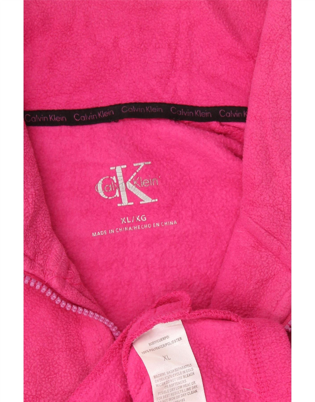 Calvin Klein Dame grafisk fleecejakke UK 18 XL Pink Polyester