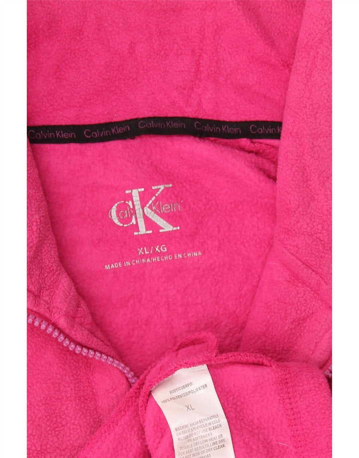 Calvin Klein Dame grafisk fleecejakke UK 18 XL Pink Polyester