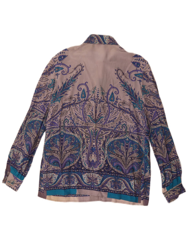 Vintage dameskjorte bluse UK 16 Stor blå Paisley Silk