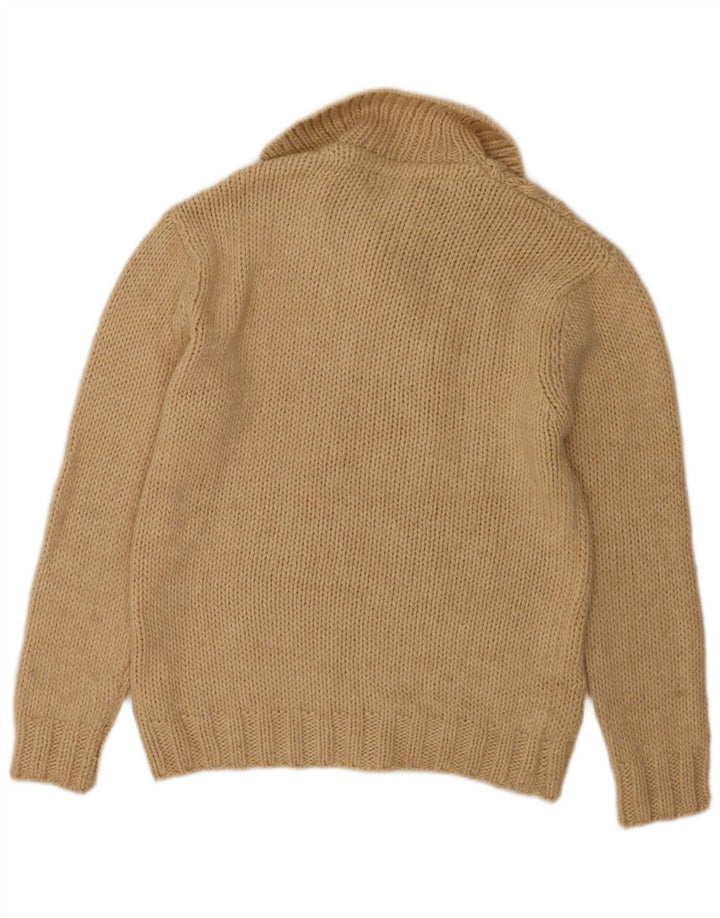 Zara Herre Shawl Neck Jumper Sweater XL Brun Akryl