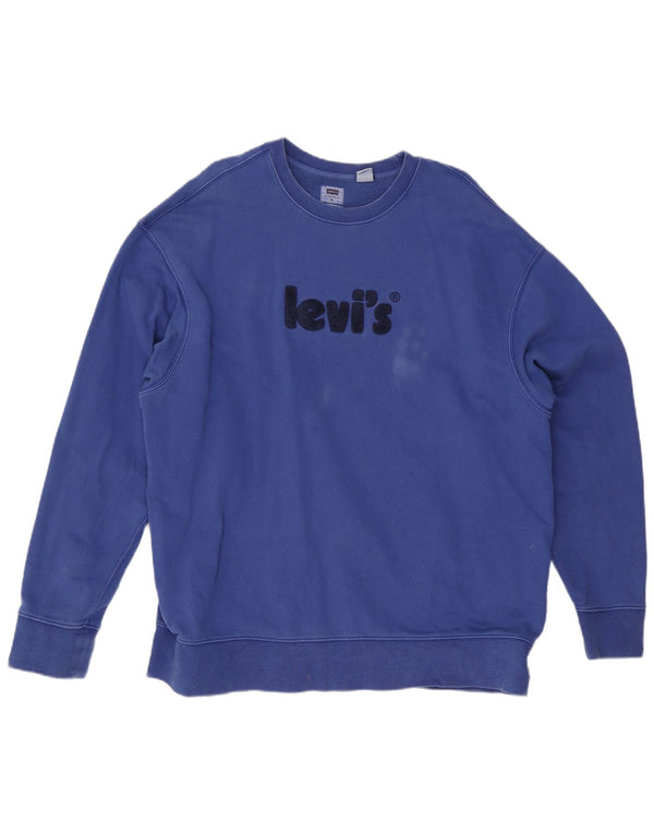 Levi's Herre Relaxed Graphic Fit Sweatshirt Jumper XL Blå Bomuld