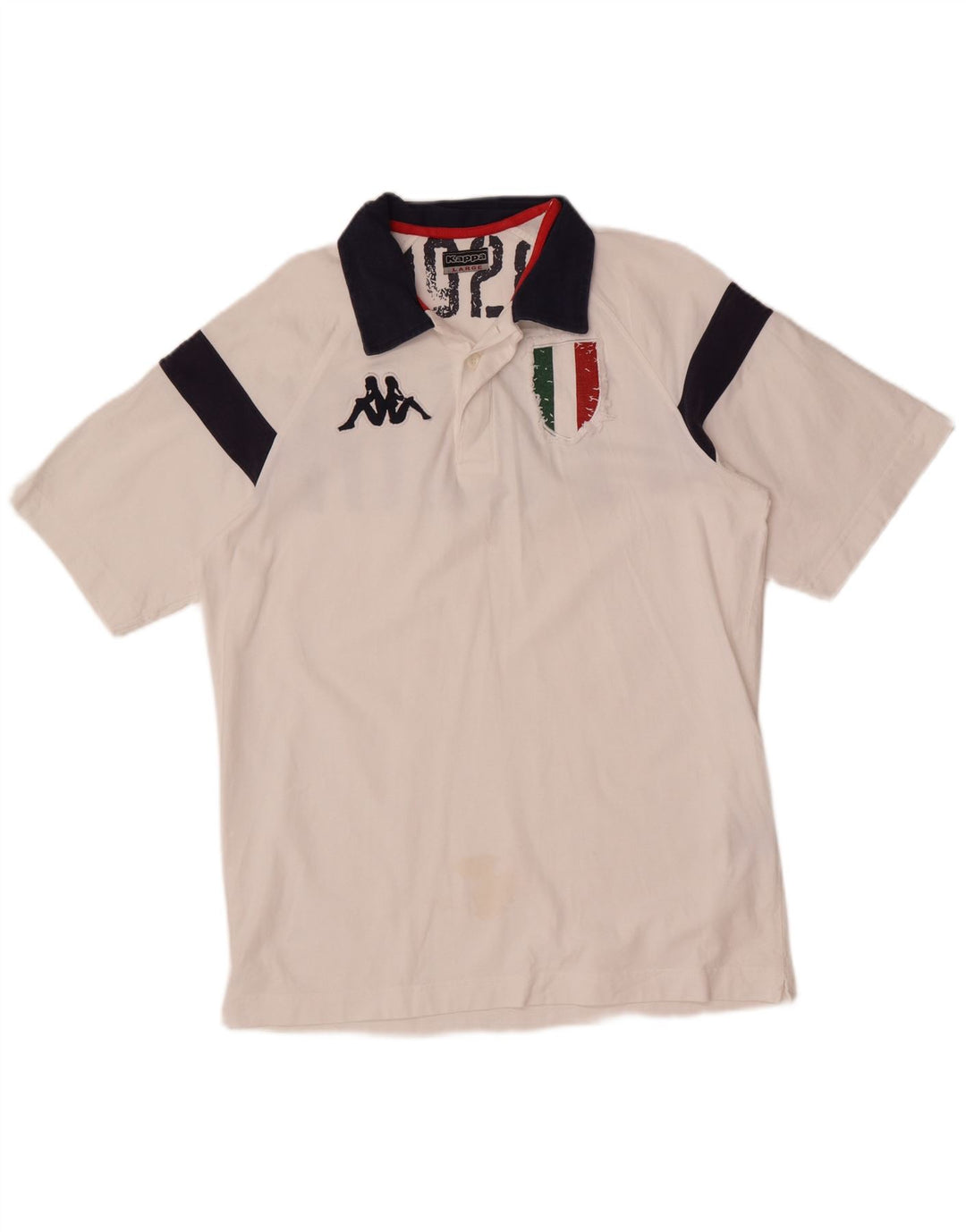 Kappa Herre grafisk poloshirt Stor hvid Colourblock Bomuld