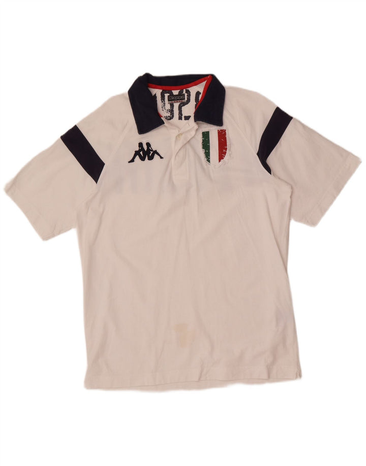 Kappa Herre grafisk poloshirt Stor hvid Colourblock Bomuld