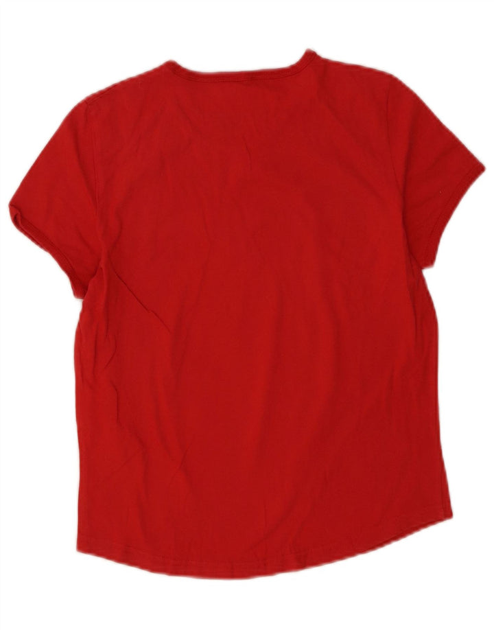 CHAMPION Womens Graphic T-Shirt Top UK 12 Medium Red Cotton