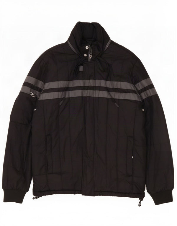 Armani Jeans Herre polstret jakke IT 50 Stor sort stribet polyester