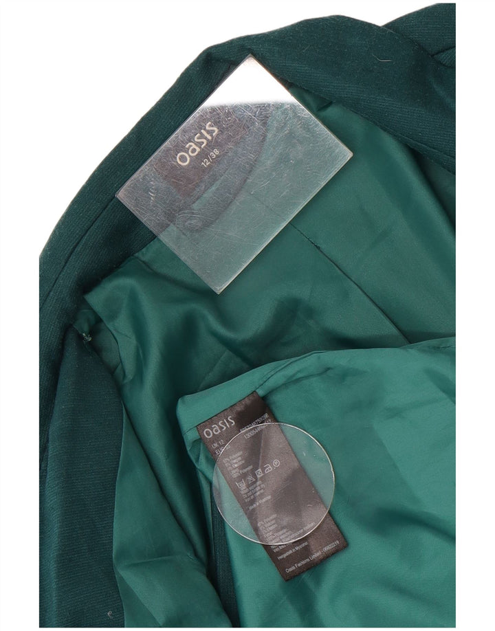 Oasis Womens Open Blazer Jacket UK 12 Medium Green Polyester