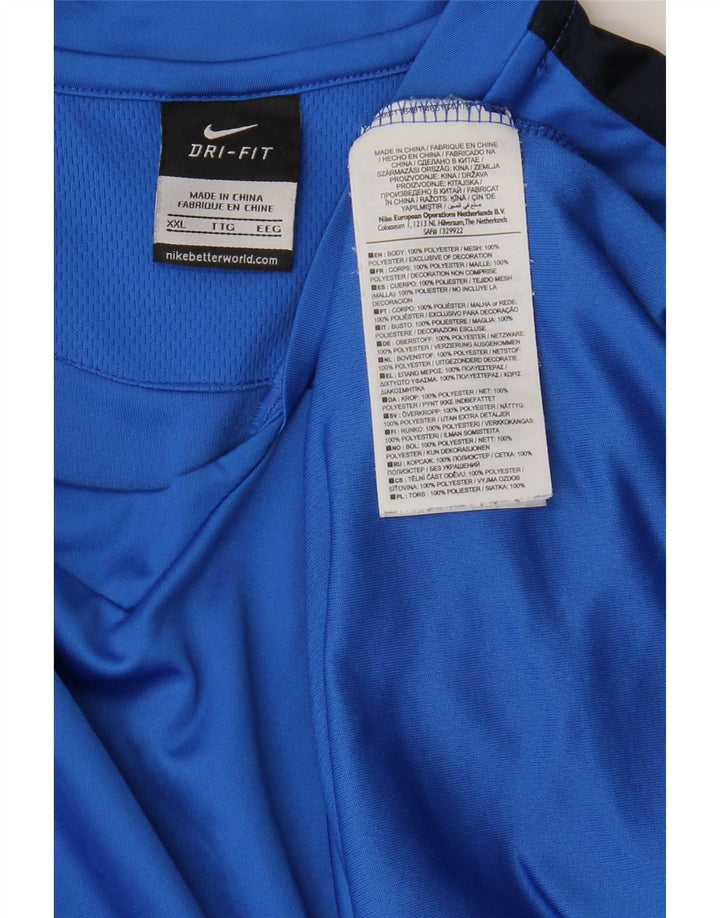 Nike Herre Dri Fit T-shirt Top 2XL Blå Colourblock Polyester