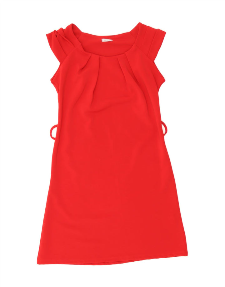 VINTAGE Womens Sleeveless Basic Dress UK 14 Large Red Polyester Vintage Vintage and Second-Hand Vintage from Messina Hembry 