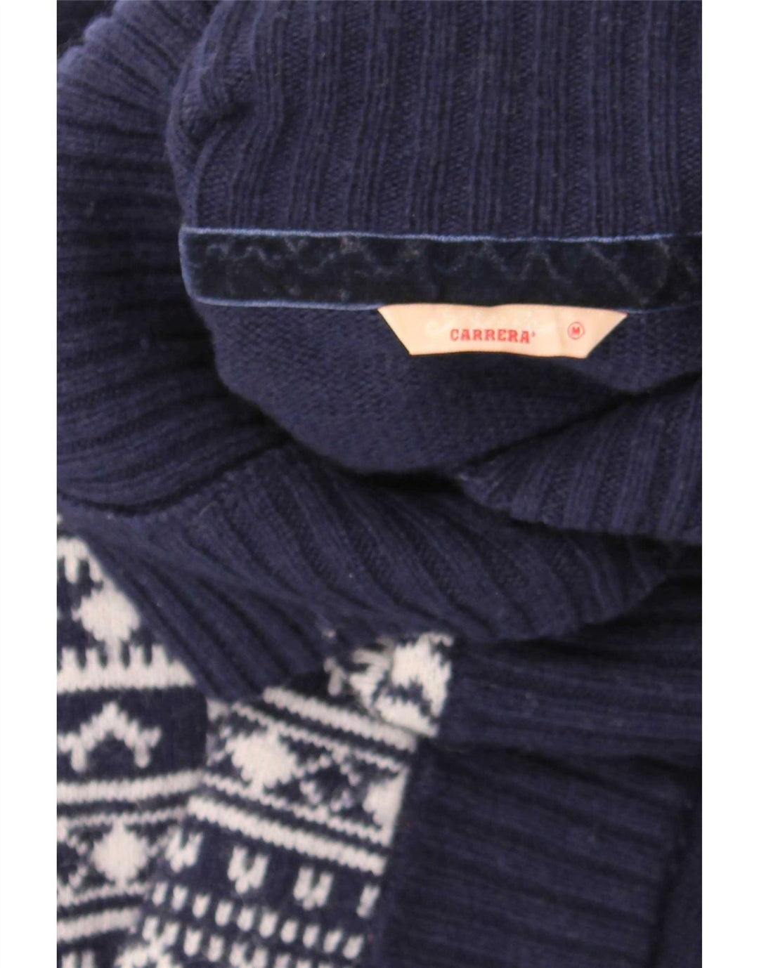 Carrera Dame Cardigan Sweater UK 12 Medium Navy Blue Geometric